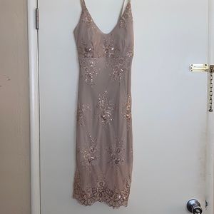 Beige embroidered dress